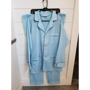 VTG Christian Dior Monsieur Men’s Large Blue Pajama Set Shirt Pants Drawstring